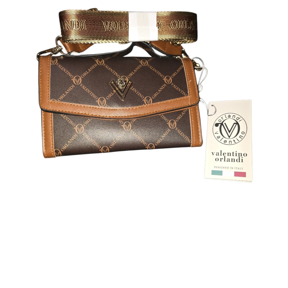 Valentino Orlandi Brown and Tan Crossbody Bag